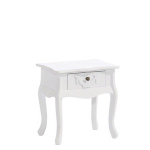 Sengebord hvidt 1 skuffe med blomster 44x46x32cm - Se flere Hvide møbler og Spejle